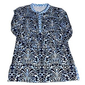 J. McLaughlin Catalina Cloth Blue Scroll Dress Size Large